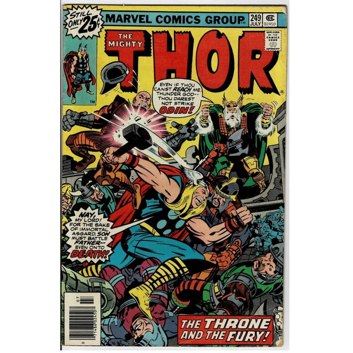 Thor Vol 1 249 The Throne & The Fury! Marvel Comic 1976