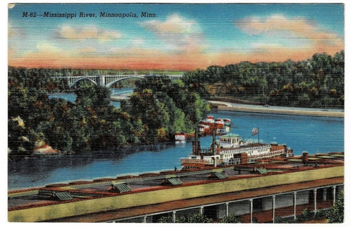 1945 Cappelen Bridge & Mississippi River Minneapolis Minnesota