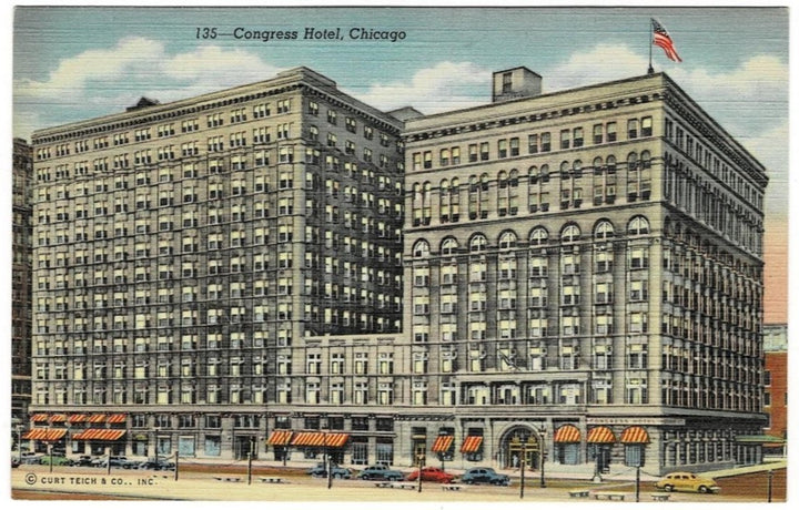 1947 Congress Hotel Chicago IL Postcard