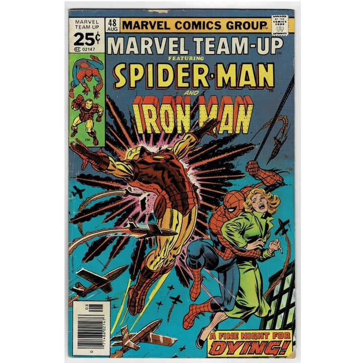 Spider-Man Iron Man Marvel Team-up 48 Fine Night Dying Comic 1976