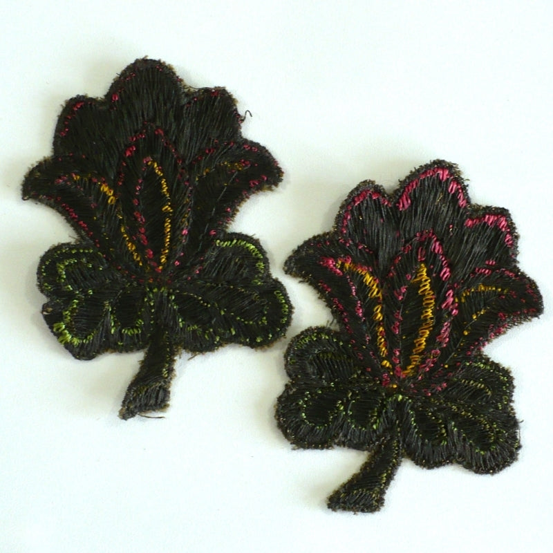 1890s Pair Victorian Gilded Lily Floral Appliques