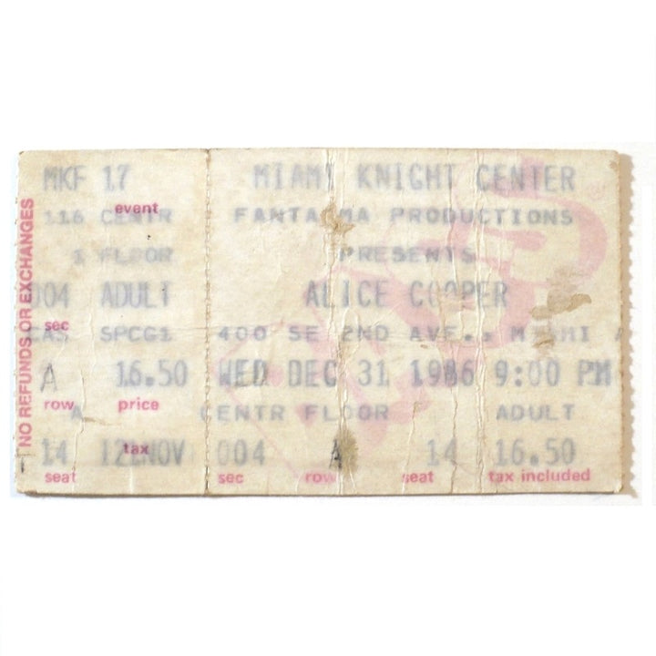 Alice Cooper Nightmare Returns Tour Ticket 1986, Vinnie Vincent Invasion