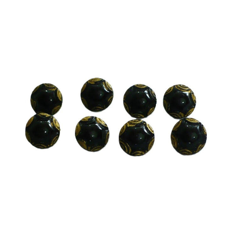 14L Black Glass Gold Art Deco Dimi Buttons