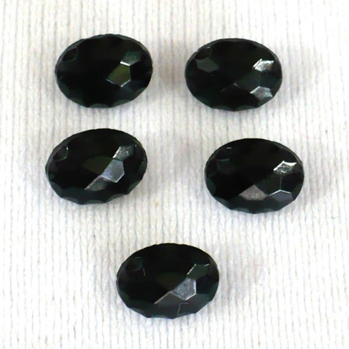 14L Faceted Oval Black Glass Dimi Buttons