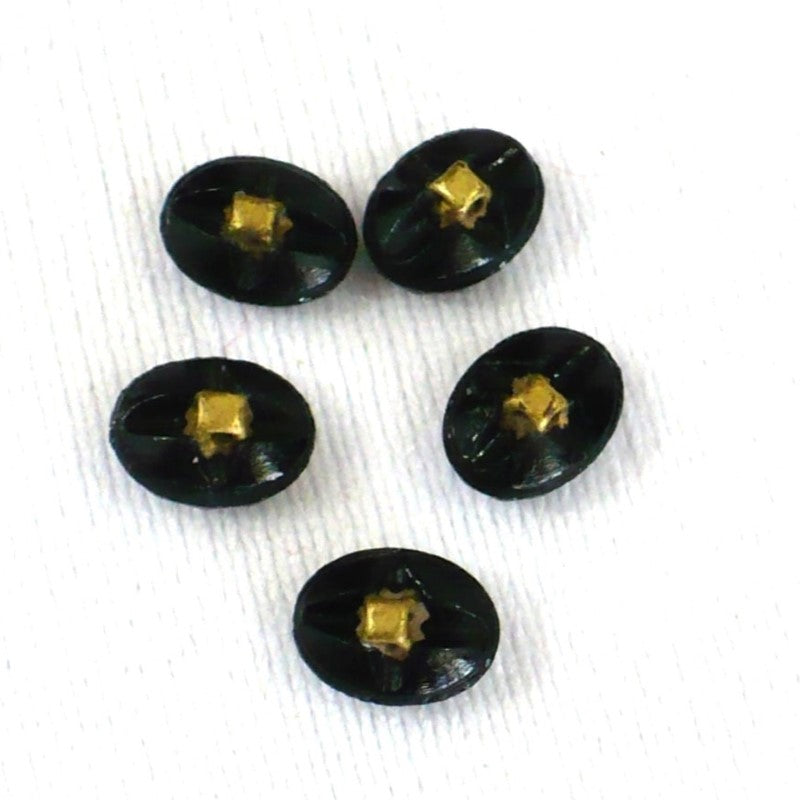 14L Faceted Oval Black Glass Dimi Buttons