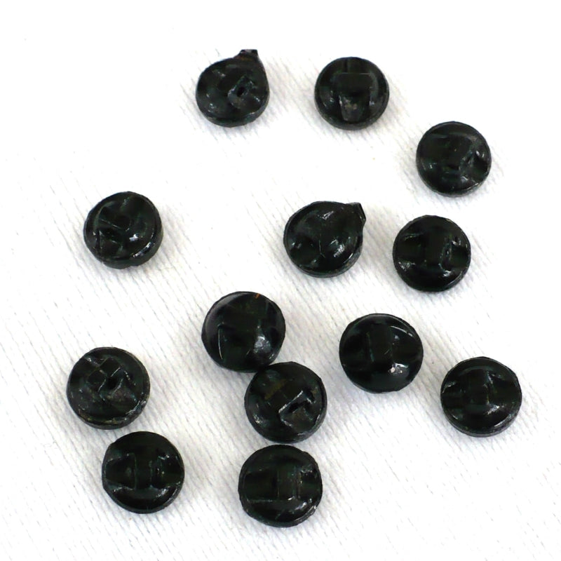 12L Round Faceted Black Glass Diminutive Buttons