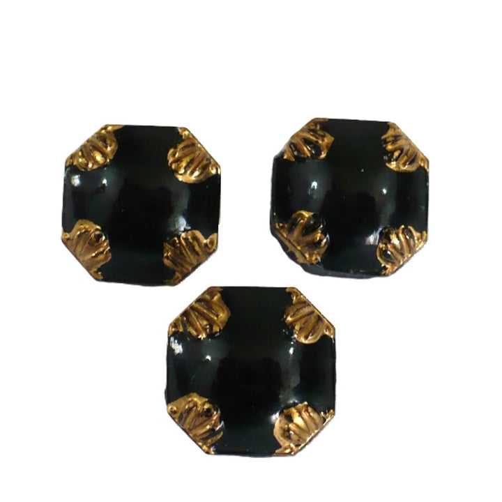 19L Jazz Moderne Black & Gold Glass Buttons