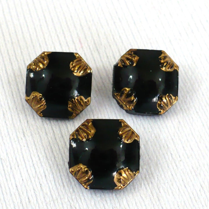 19L Jazz Moderne Black & Gold Glass Buttons