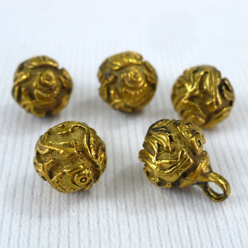 16L Chinese Fish Brass Peasant Robe Buttons