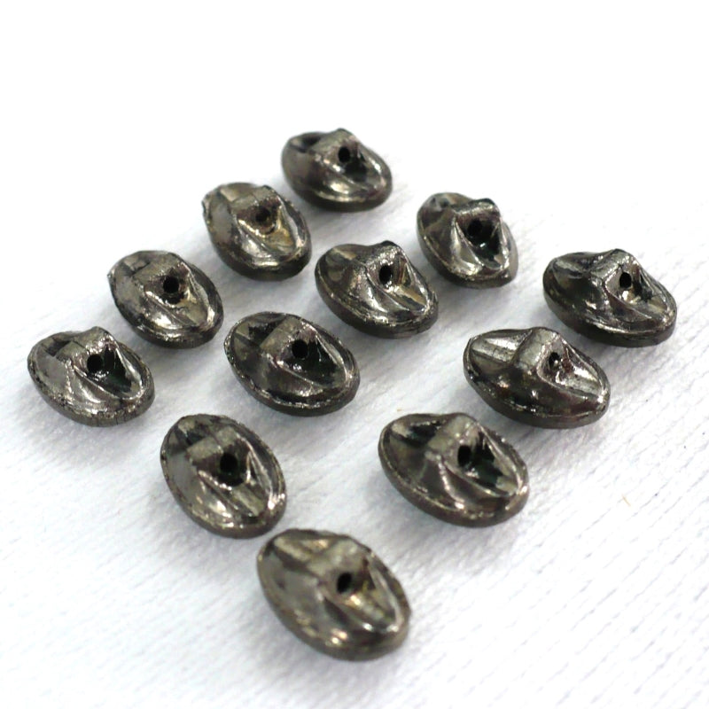 16L Hematite Glass Oval Buttons