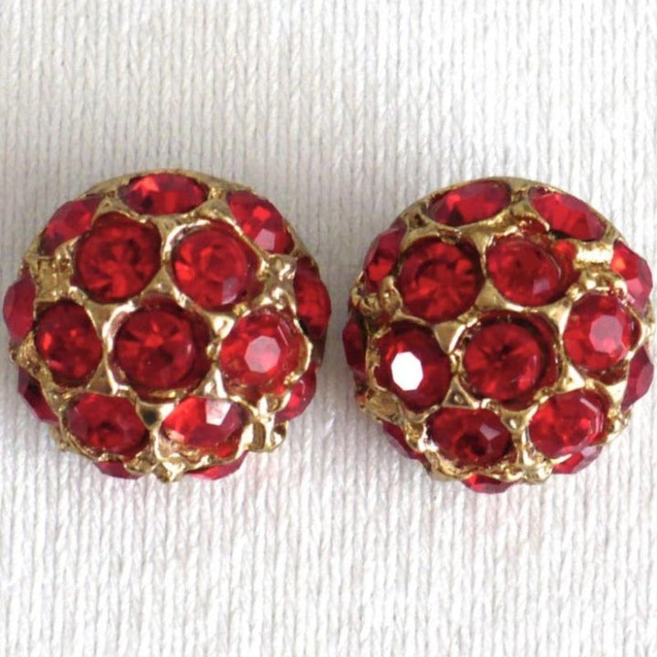 29L Red Rhinestone Gold Buttons