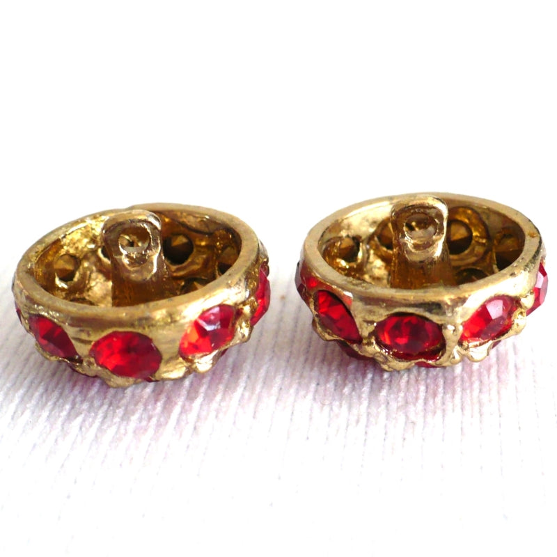 29L Red Rhinestone Gold Buttons