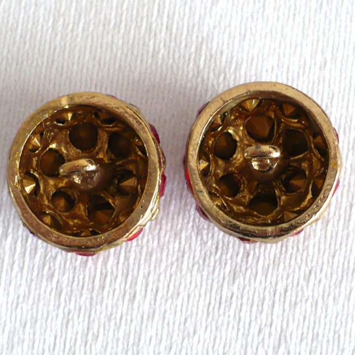 29L Red Rhinestone Gold Buttons