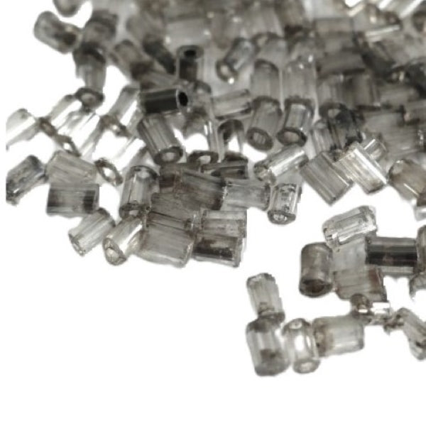 1920s 1.5x2.5mm Clear Mercury Glass Bugle Beads 2.5 grams