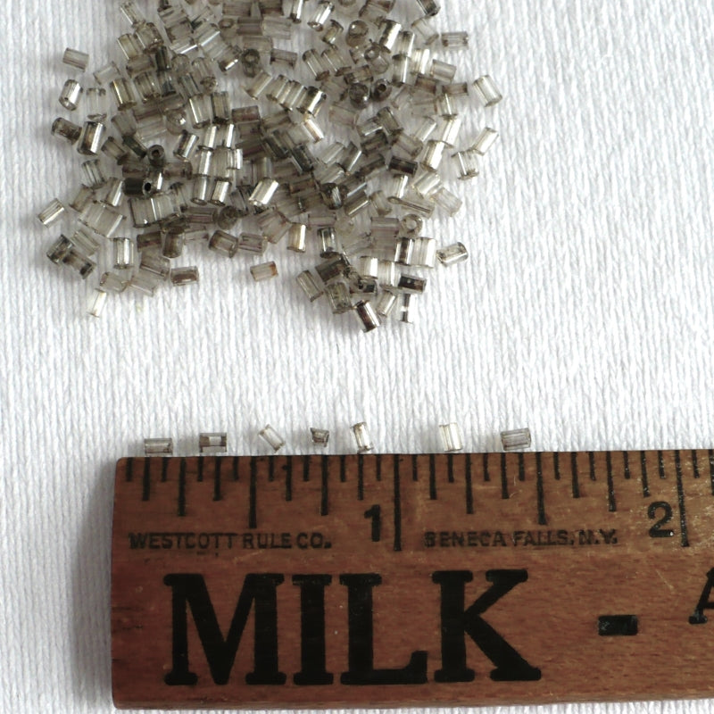 1920s 1.5x2.5mm Clear Mercury Glass Bugle Beads 2.5 grams