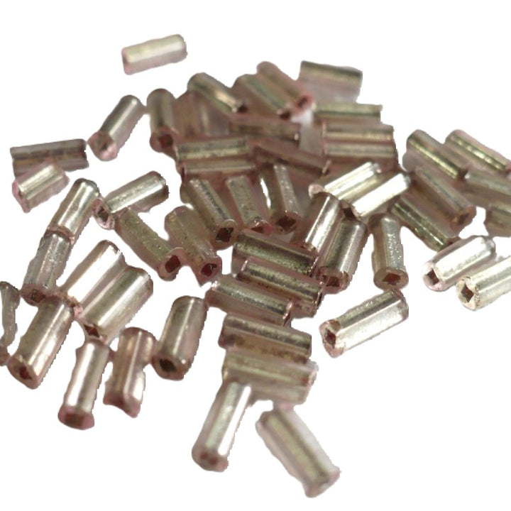 1920s 1.5x4.5mm Pink Mercury Glass Bugle Beads 1.5 grams