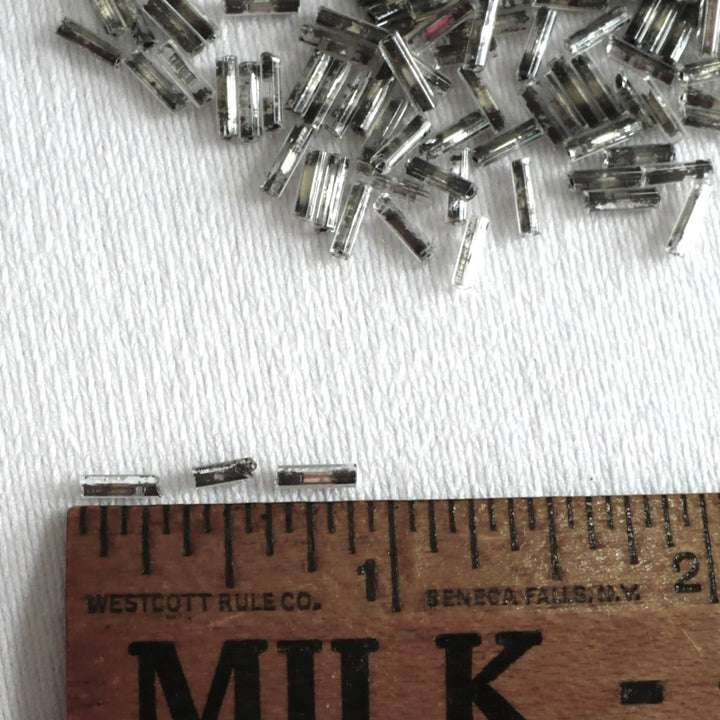 1920s 1.5x6.5mm Clear Mercury Glass Bugle Beads 4 grams