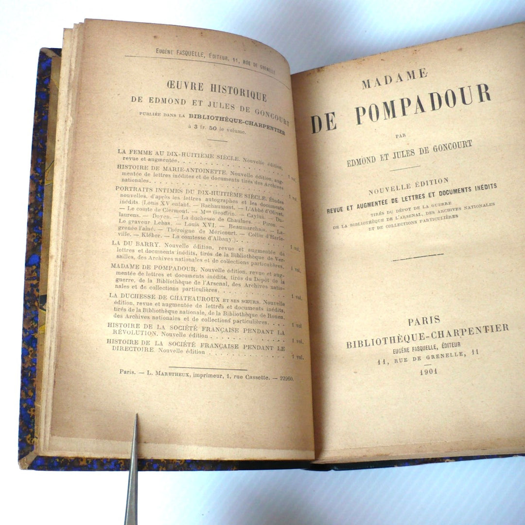 Madame de Pompadour by Edmond et Jules de Goncourt 1901 French Edition.