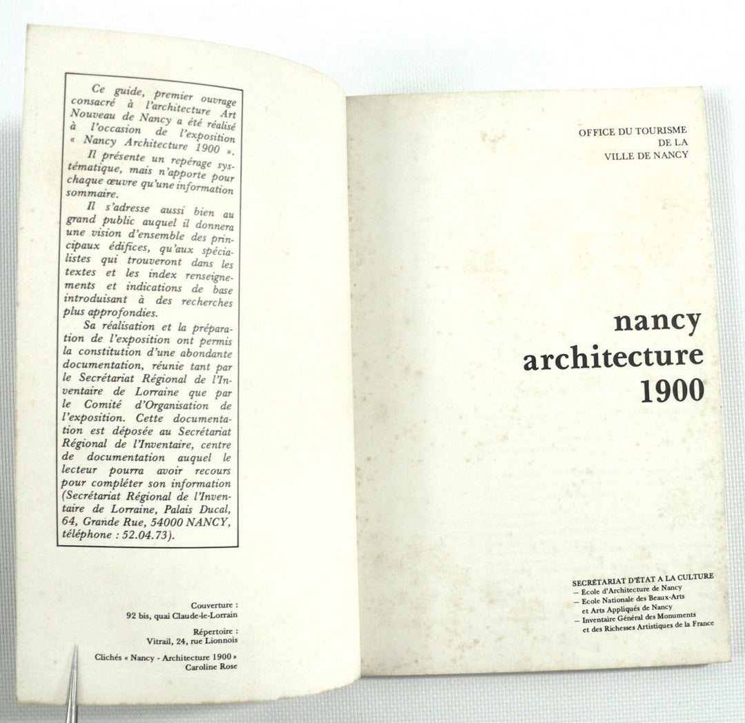 Nancy Architecture 1900 has French German English Translations, Map 1976 France.