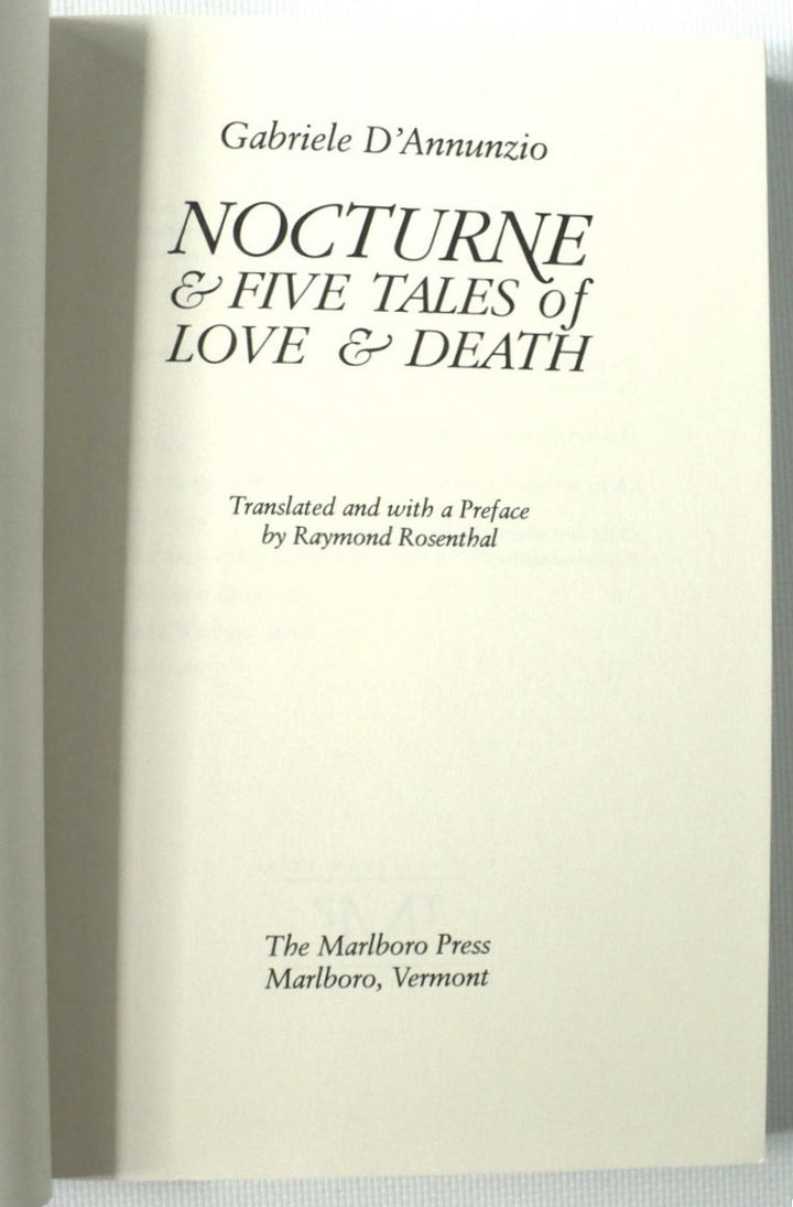 Nocturne and Five Tales of Love and Death by Gabriele D'Annunzio 1988