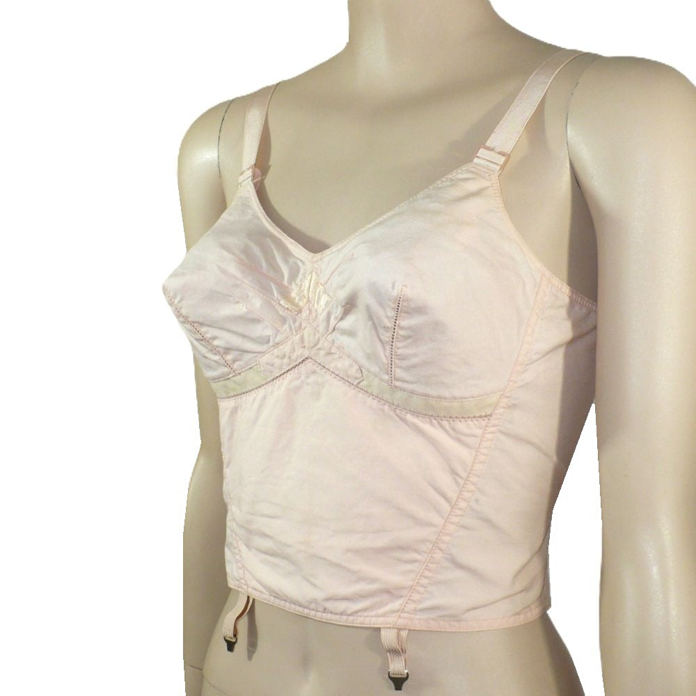 Vintage WW2 longline brassiere with girdle hooks. 