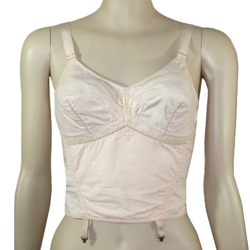 Vintage WW2 longline brassiere with girdle hooks. 