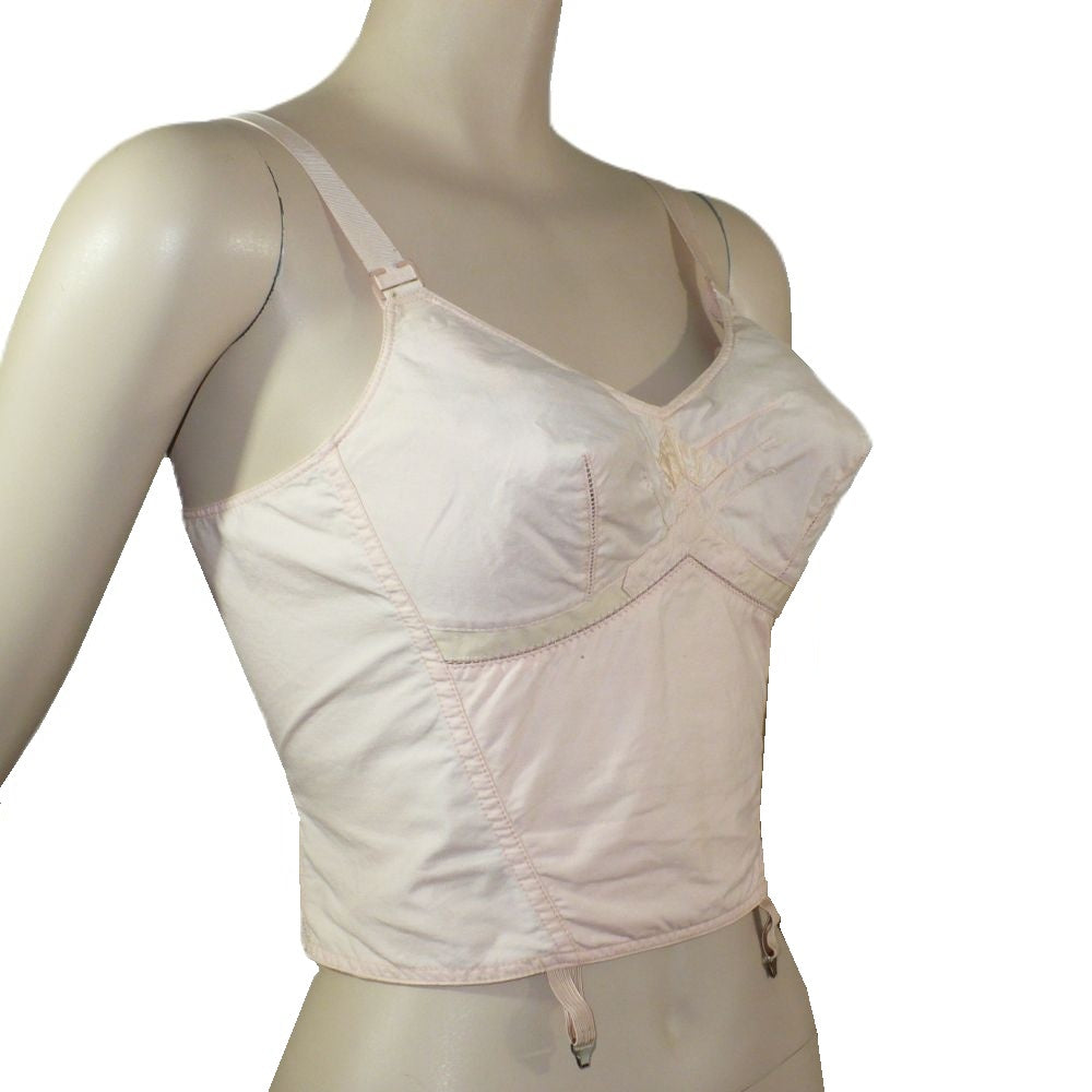 Vintage WW2 longline brassiere with girdle hooks. 