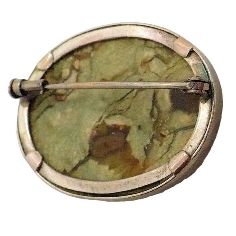 1890s Victorian Rainforest Jasper Brooch