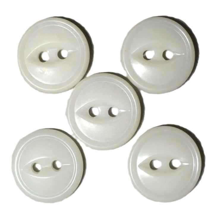 22L White Celluloid Two Hole Fish Eye Buttons