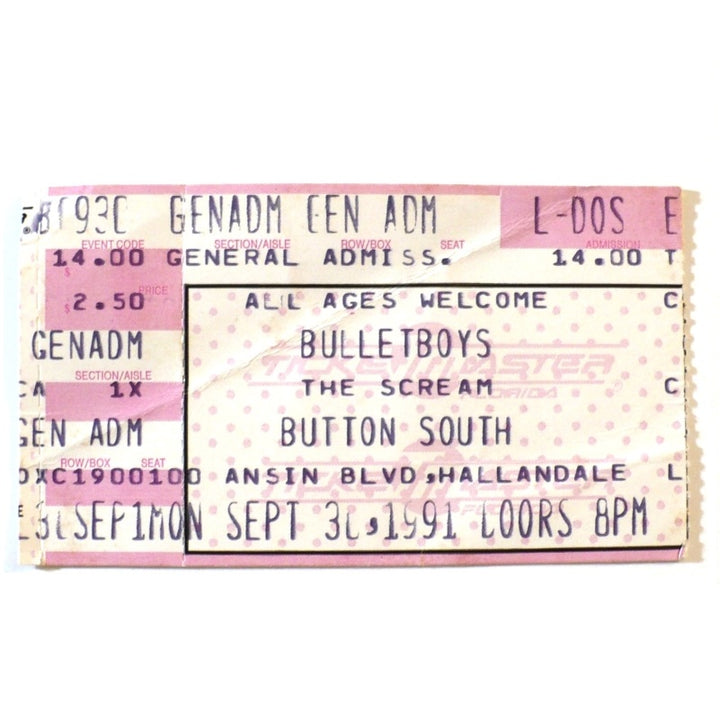 Bulletboys Freakshow Tour Ticket 1991