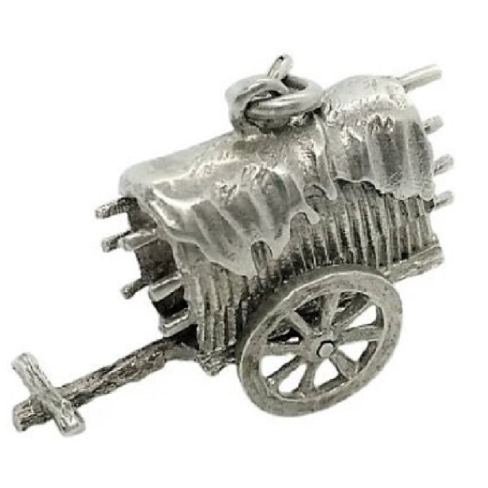 1950s Sterling Ox Cart Mechanical Charm