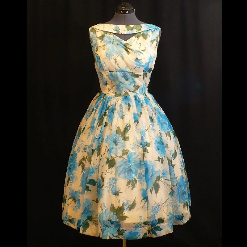 1950s Vintage Chiffon Party Dress.