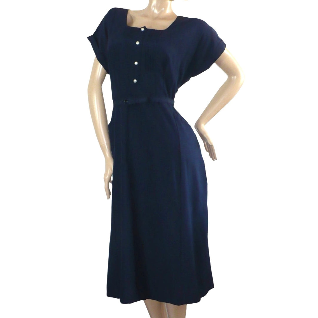 1940s Vintage Navy Blue Beauty Dress XXL .