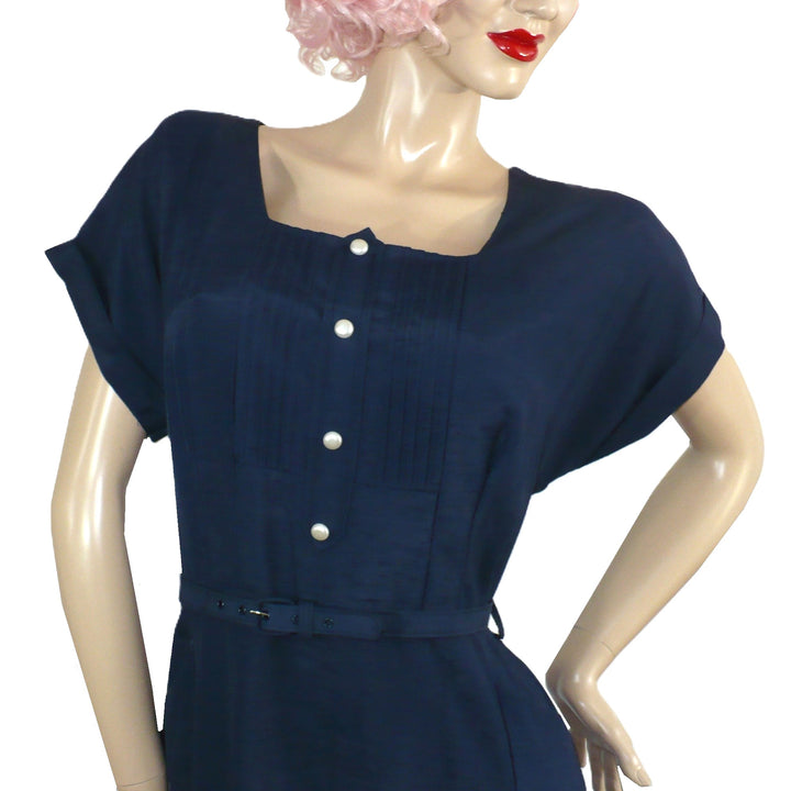 1940s Vintage Navy Blue Beauty Dress XXL .