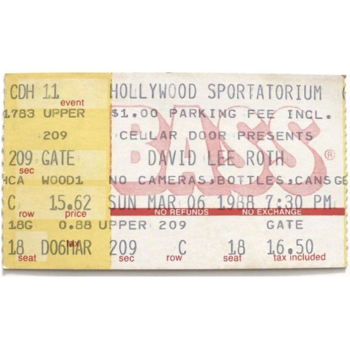 David Lee Roth Skyscraper Tour Ticket March 6 1988 Faster Pussycat