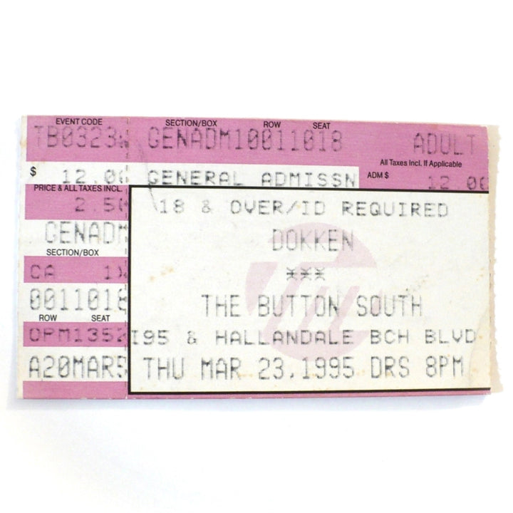 Dokken Dysfunctional Tour Ticket March 23 1995