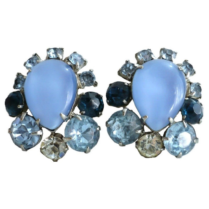 1960s Blue Mid Century Earrings