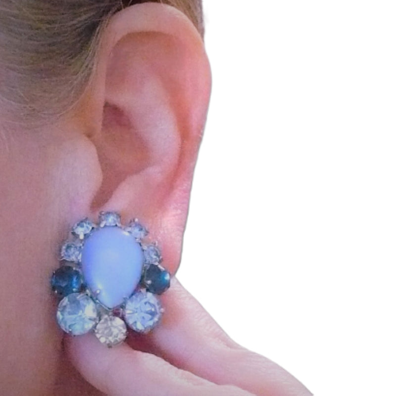 1960s Blue Mid Century Earrings