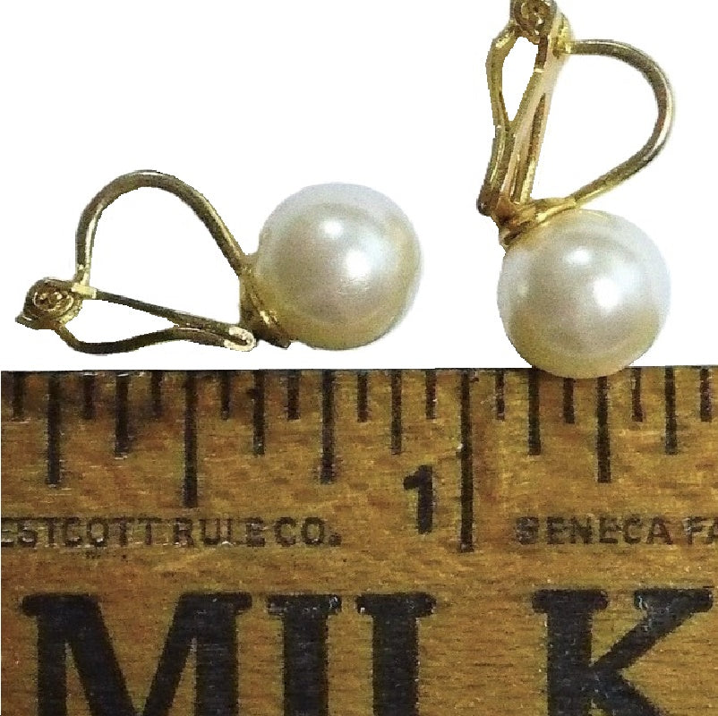 8mm Pearl Stud Clip  Earrings