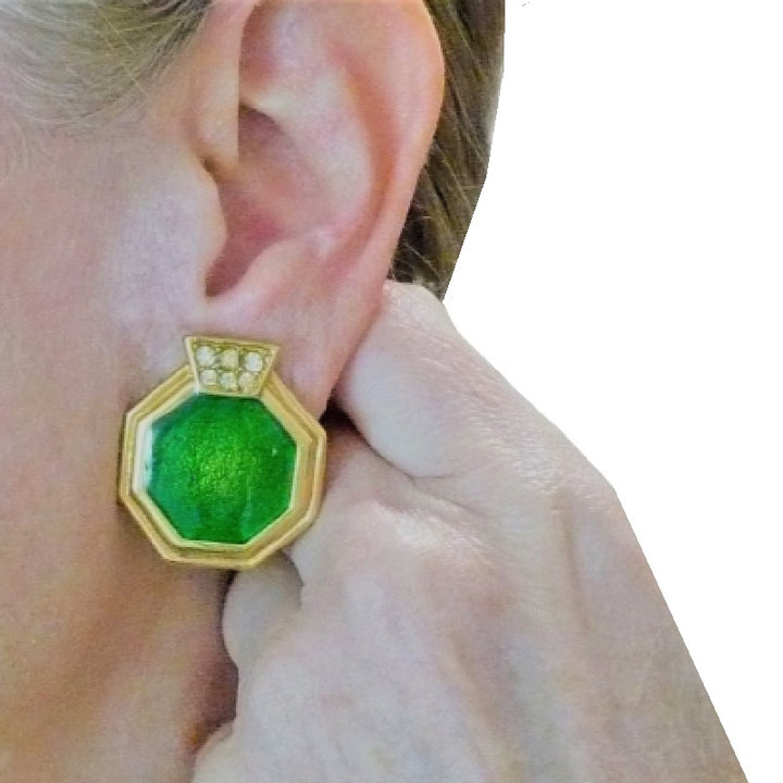 1980s Green Enamel Earrings
