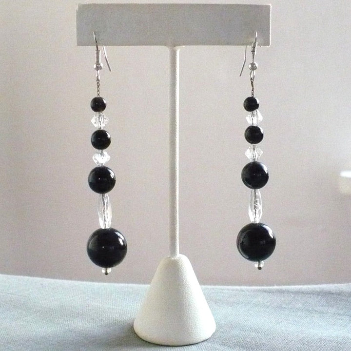 1920s Arabic Onyx & Crystal Earrings