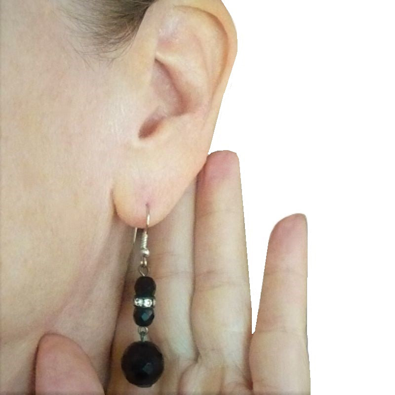 1950s Black Czech Glass Earrings