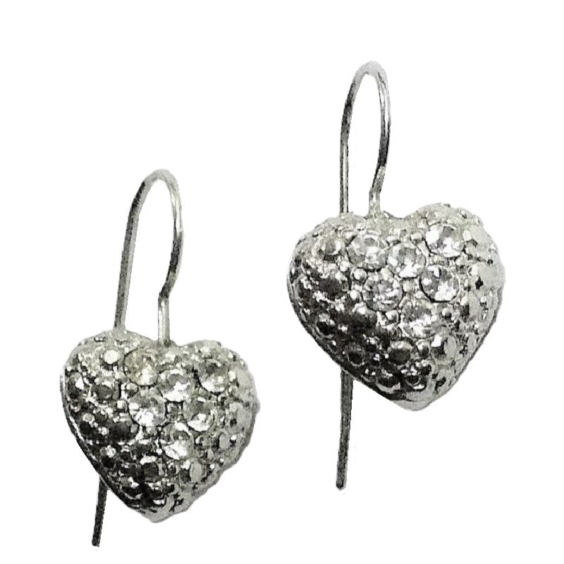 2000 CZ Heart Dangling Earrings