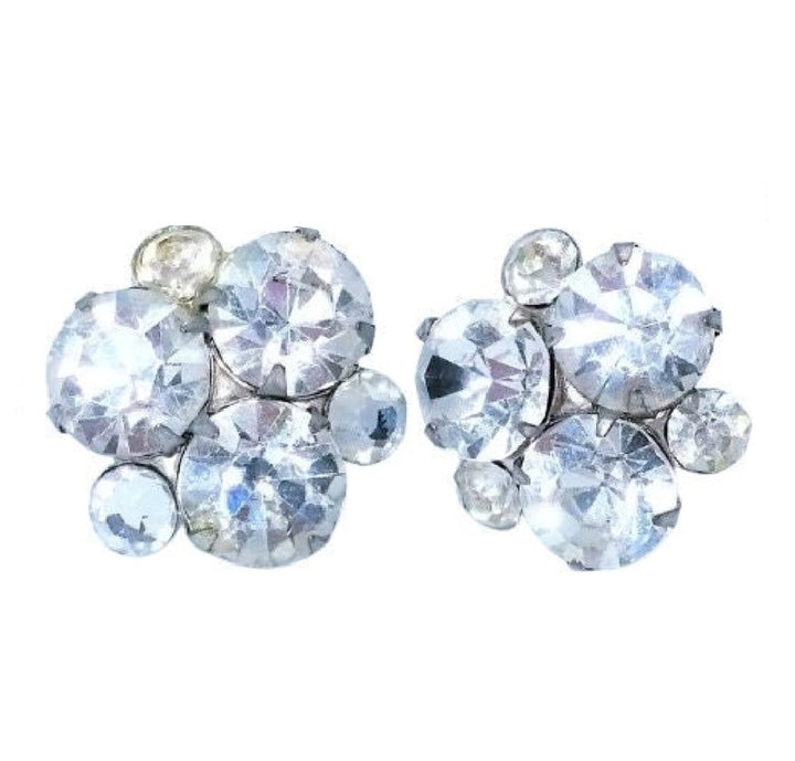 1950s Rhinestone Cluster Earrings