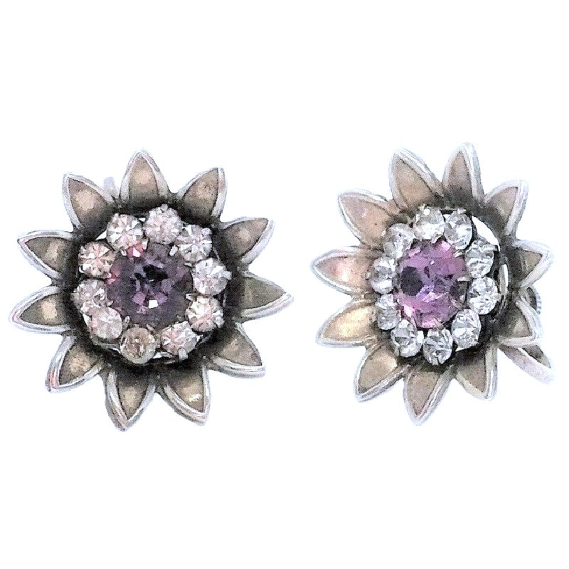 1940s Sterling Amethyst Earrings