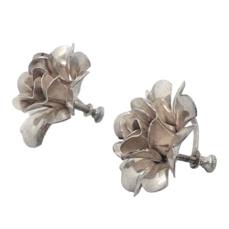 1940s Sterling Carnations Earrings