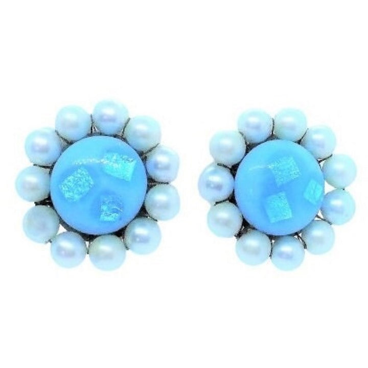 1950s Blue Confetti Lucite Earrings