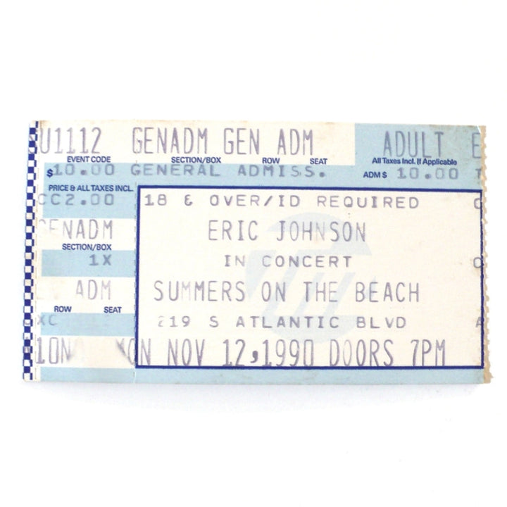 Eric Johnson Summers On The Beach Ticket 1990