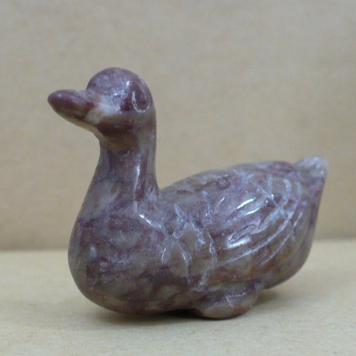 1960s Folk Art Lepidolite Duck Figurine Fetish