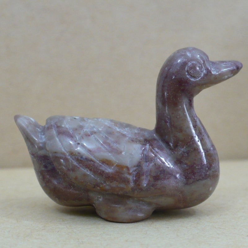 1960s Folk Art Lepidolite Duck Figurine Fetish